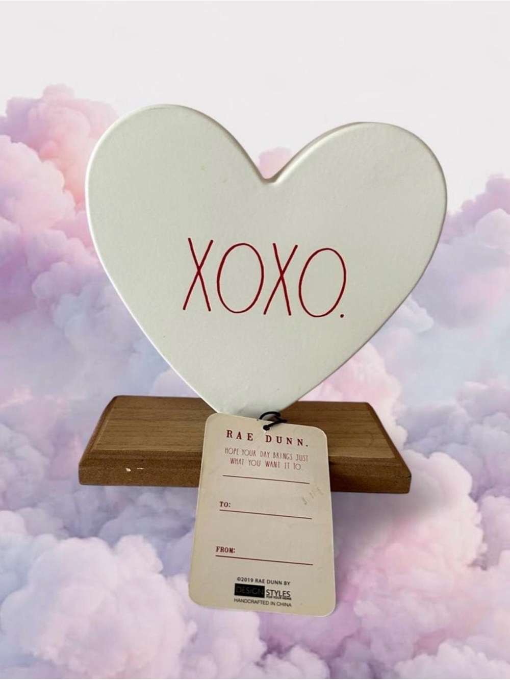 Rae Dunn White Heart Décor with Red XOXO Lettering